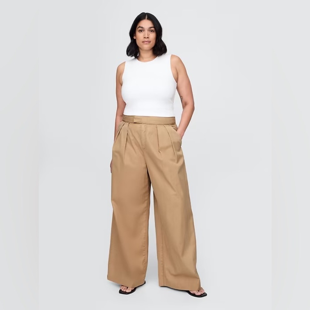 NWT! GAP Tan High Rise Twill Pleated Wide-Leg Khakis - Multiple🩷 #745876 - Picture 4 of 7